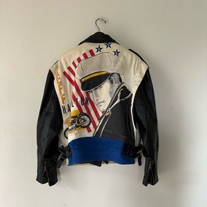 Vintage Jeff Hamilton Denim and Leather Bomber Jacket Size L